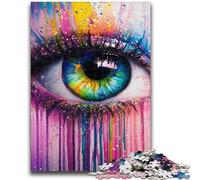 Puzzles for Adults Teens 1000pc Puzzle Beautiful Eye with Colorful Paint Help The Brain Exercise Addictive Toys to Cultivate Patience Wall Decoration 26x38cm