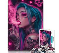Puzzles for Adults Teens 1000pc Puzzle Beautiful Tattooed Girl,Stress Reliever Difficult Challenge Is Ideal As Gifts for The Whole Family (38x26cm)