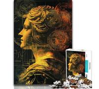 Puzzles for Adults Teens 1000pc Puzzle Bitcoin Girl,Stress Reliever Difficult Challenge with Matching Poster And Trivia Sheet 38x26cm