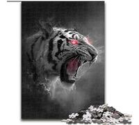 Puzzles for Adults Teens 1000pc Puzzle Black And White Tiger, Elephant Toy Intellectual Game Birthday Present, Gifts, Wall Art for Ages 14+ (Size 26x38cm)