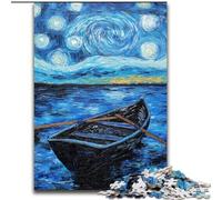 Puzzles for Adults Teens 1000pc Puzzle Boat Under The Night Sky, Stress Relief with Fully Interlocking Randomly Shaped Pieces for And 14 Years Old (Size 50x75cm)