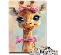 Puzzles for Adults Teens 1000pc Puzzle Bow Giraffe for 14+ Difficult to Complete But Fun And Humorous Birthday Gift 38x26cm