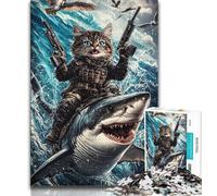 Puzzles for Adults Teens 1000pc Puzzle Cat And Shark,Educational Stress Relief Toy for Is Ideal As A Gift for The Whole Family 75x50cm