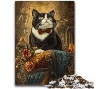 Puzzles for Adults Teens 1000pc Puzzle Cat in Autumn, Challenging Game And Family Play with Fully Interlocking Randomly Shaped Pieces 26X38CM