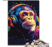 Puzzles for Adults Teens 1000pc Puzzle Chimpanzee Wearing Headphones Family Fun for Is Ideal As A Gift for The Whole Family for And Age 14 Years Up (size 50x75cm)