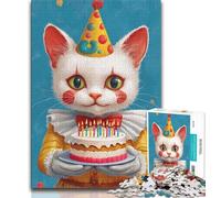 Puzzles for Adults Teens 1000pc Puzzle Clown Cat,Stress Reliever Difficult Challenge with Matching Poster And Trivia Sheet (75x50cm)