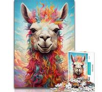 Puzzles for Adults Teens 1000pc Puzzle Colorful Alpacas,Stress Reliever Difficult Challenge with Matching Poster And Trivia Sheet (38x26cm)
