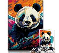 Puzzles for Adults Teens 1000pc Puzzle Colorful Animal Panda,Stress Reliever Difficult Challenge with Matching Poster And Trivia Sheet (75x50cm)