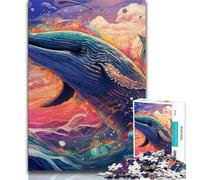 Puzzles for Adults Teens 1000pc Puzzle Colorful Blue Whale,Stress Reliever Difficult Challenge Is Ideal As Gifts for The Whole Family (38x26cm)