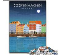 Puzzles for Adults Teens 1000pc Puzzle Copenhagen Denmark Art, Games Toys Gift Unique Birthday And Gifts for And Age 14 Years Up 50x75cm