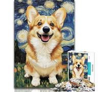 Puzzles for Adults Teens 1000pc Puzzle Corgi Under The Night Sky,Educational Games Home Decoration Educational Game for Birthday,Chrismas (38x26cm)