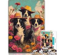 Puzzles for Adults Teens 1000pc Puzzle Cowgirl Dogs in Wildflowers,Challenging Game Toys for Is Ideal As A Gift for The Whole Family (38x26cm)