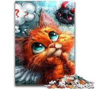 Puzzles for Adults Teens 1000pc Puzzle Devil Kitten Toys Educational Games Stress Relieving Suitable for Desktop Decoration 50x75cm