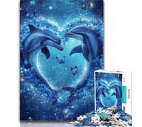 Puzzles for Adults Teens 1000pc Puzzle Dolphin Couple,Help The Brain Exercise Addictive Toys to Cultivate Patience Perfect Decoration (38x26cm)