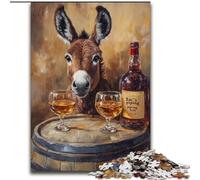 Puzzles for Adults Teens 1000pc Puzzle Donkey on A Wine Barrel, Family Game for And Unique Home Decor And Gifts for Age 14 (Size 50x75cm)