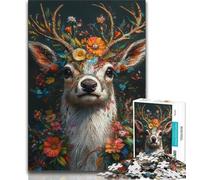 Puzzles for Adults Teens 1000pc Puzzle Flowers Deer,Toys Educational Games Stress Relieving Parent-child Interaction 75x50cm