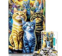 Puzzles for Adults Teens 1000pc Puzzle Four Cats, Great Gift for Adults,for Is Ideal As A Gift for The Whole Family for And 14 Years Old 38x26cm
