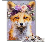 Puzzles for Adults Teens 1000pc Puzzle Fox Oil Painting Help The Brain Exercise Addictive Toys to Cultivate Patience Great Gift (size 26x38cm)