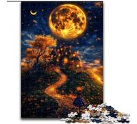 Puzzles for Adults Teens 1000pc Puzzle Full Moon,Stress Reliever Difficult Challenge with Matching Poster And Trivia Sheet 50x75cm
