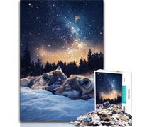 Puzzles for Adults Teens 1000pc Puzzle Galaxy Wolf,Challenging Game Toys for Is Ideal As A Gift for The Whole Family (75x50cm)