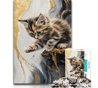 Puzzles for Adults Teens 1000pc Puzzle Golden Kitten,Help The Brain Exercise Addictive Toys to Cultivate Patience Perfect Decoration (38x26cm)
