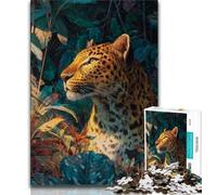 Puzzles for Adults Teens 1000pc Puzzle Golden Leopard,Stress Reliever Difficult Challenge with Matching Poster And Trivia Sheet (38x26cm)