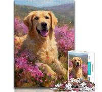 Puzzles for Adults Teens 1000pc Puzzle Golden Retriever Oil Painting, Great Gift for Adults,for Is Ideal As A Gift for The Whole Family for And 14 Years Old 38x26cm