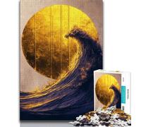 Puzzles for Adults Teens 1000pc Puzzle Golden Waves,Decompressing Intellectual Educational Toy Educational Game for Birthday,Chrismas (38x26cm)