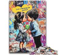 Puzzles for Adults Teens 1000pc Puzzle Graffiti Boy And Girl for And 14 Years And over Interesting Stress Reduction Gifts for Friends And Family 26x38cm