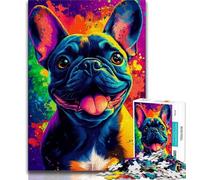 Puzzles for Adults Teens 1000pc Puzzle Happy Bulldog,Educational Stress Relief Toy for Is Ideal As A Gift for The Whole Family 38x52cm