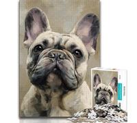 Puzzles for Adults Teens 1000pc Puzzle Happy Bulldog,Stress Reliever Difficult Challenge with Matching Poster And Trivia Sheet 75x50cm