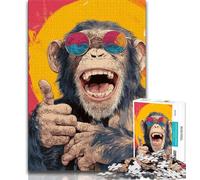 Puzzles for Adults Teens 1000pc Puzzle Happy Chimpanzee, Great Gift for Adults,for Is Ideal As A Gift for The Whole Family for And 14 Years Old 38x26cm