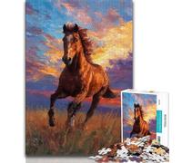 Puzzles for Adults Teens 1000pc Puzzle Horses on The Grassland,Challenging To Complete But Fun And Humorous Unique Birthday And Gifts (38x26cm)