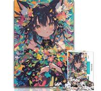 Puzzles for Adults Teens 1000pc Puzzle Japanese Anime Girl,Stress Reliever Difficult Challenge with Matching Poster And Trivia Sheet (75x50cm)