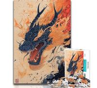 Puzzles for Adults Teens 1000pc Puzzle Japanese Wave Dragon,Decompressing Intellectual Educational Toy Educational Game for Birthday,Chrismas (75x50cm)