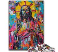 Puzzles for Adults Teens 1000pc Puzzle Jesus Graffiti, Challenging Game And Family Play with Fully Interlocking Randomly Shaped Pieces 50X75CM