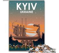 Puzzles for Adults Teens 1000pc Puzzle Kyiv Ukraine at Night,Stress Reliever Difficult Challenge Is Ideal As Gifts for The Whole Family 38x26cm