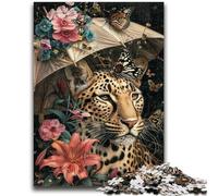 Puzzles for Adults Teens 1000pc Puzzle Leopard Holding An Umbrella Brain Teaser Game Educational Game for Birthday, Chrismas for for Age 14 26x38cm
