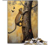 Puzzles for Adults Teens 1000pc Puzzle Leopard on The Tree, Analysis And Logic with Fully Interlocking Randomly Shaped Pieces for And Age 14 Years Up (size 50x75cm)