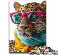 Puzzles for Adults Teens 1000pc Puzzle Leopard Wearing A Scarf Brain Teaser Game Educational Game for Birthday, Chrismas for for Age 14 50x75cm