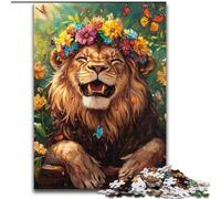Puzzles for Adults Teens 1000pc Puzzle Lion Flowers, Analysis And Logic with Fully Interlocking Randomly Shaped Pieces for And Age 14 Years Up (size 26x38cm)