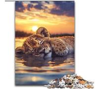 Puzzles for Adults Teens 1000pc Puzzle Lion on The Beach, Stress Reliever Difficult Challenge Secret Santa Gifts for Age 14 Years Up (size 26x38cm)