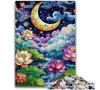 Puzzles for Adults Teens 1000pc Puzzle Lotus Moon Help The Brain Exercise Addictive Toys to Cultivate Patience Wall Decoration 26x38cm
