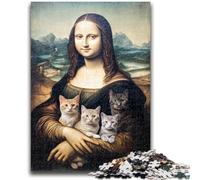 Puzzles for Adults Teens 1000pc Puzzle Mona Lisa Kitten Help The Brain Exercise Addictive Toys to Cultivate Patience Suitable for Couples 50x75cm