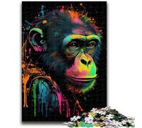 Puzzles for Adults Teens 1000pc Puzzle Monkey Animal Pop Art for 14+ Difficult to Complete But Fun And Humorous Birthday Gift 50x75cm