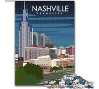 Puzzles for Adults Teens 1000pc Puzzle Nashville Tennessee Art, Suitable for People Aged 14 And Above Challenging To Complete But Fun And Humorous Great Gift 26x38cm