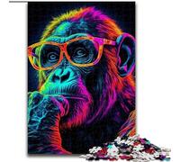 Puzzles for Adults Teens 1000pc Puzzle Neon Chimpanzee, Analysis And Logic with Fully Interlocking Randomly Shaped Pieces for And Age 14 Years Up (size 50x75cm)