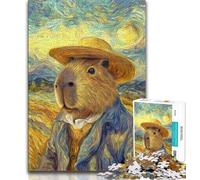 Puzzles for Adults Teens 1000pc Puzzle Night Sky-style Capybara,Stress Reliever Difficult Challenge Is Ideal As Gifts for The Whole Family 38x26cm