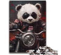 Puzzles for Adults Teens 1000pc Puzzle Panda Riding A Motorcycle for 14+ Difficult to Complete But Fun And Humorous Birthday Gift 50x75cm