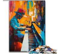 Puzzles for Adults Teens 1000pc Puzzle Piano Playing Oil Painting, Stress Relief with Fully Interlocking Randomly Shaped Pieces for And 14 Years Old (Size 26x38cm)